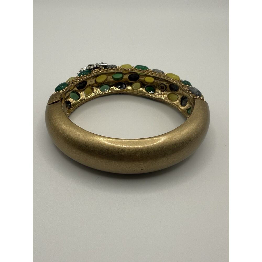 Vintage Cabi Cuff Bracelet Hinged‎ Rhinestone Starfish Colorful Stones Gold Tone - Picture 6 of 10